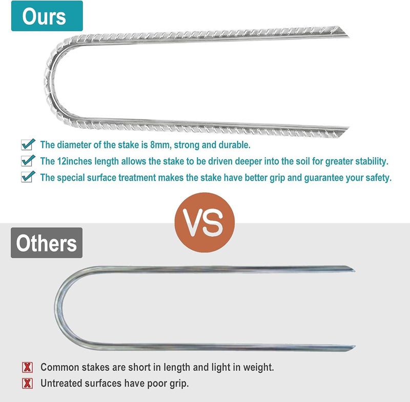 Eurmax USA Strong Trampoline Anchor Stake High Wind, Ground Anchors Heavy Duty, Tent Stakes,Trampoline Accessories, Swing Set Anchors, Ground Stakes, Pack of 8(Silver) - Image 4